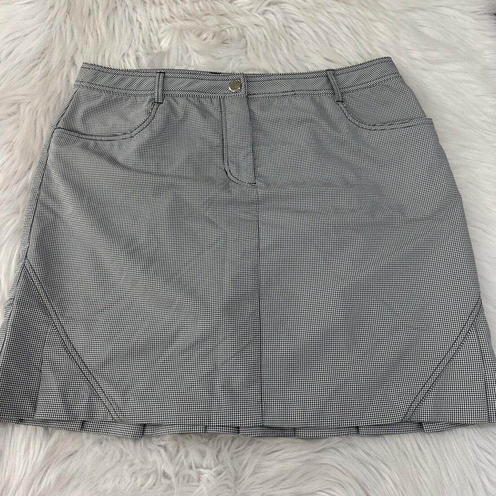 n'vo golf women black check athletic golf skort size 12 pleated rear